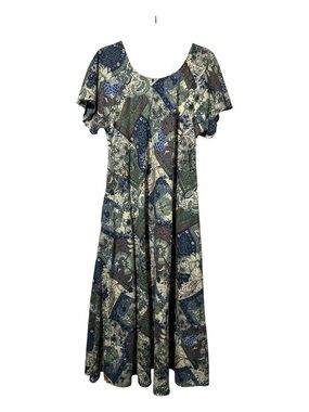 Vintage Nalii Honolulu Floral “Patchwork “Hawaiian Print Maxi Dress Size Medium